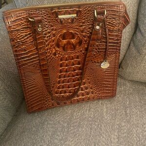 Authentic Brahmin Brown Crocodile Embossed Tote. Excellent Condition!